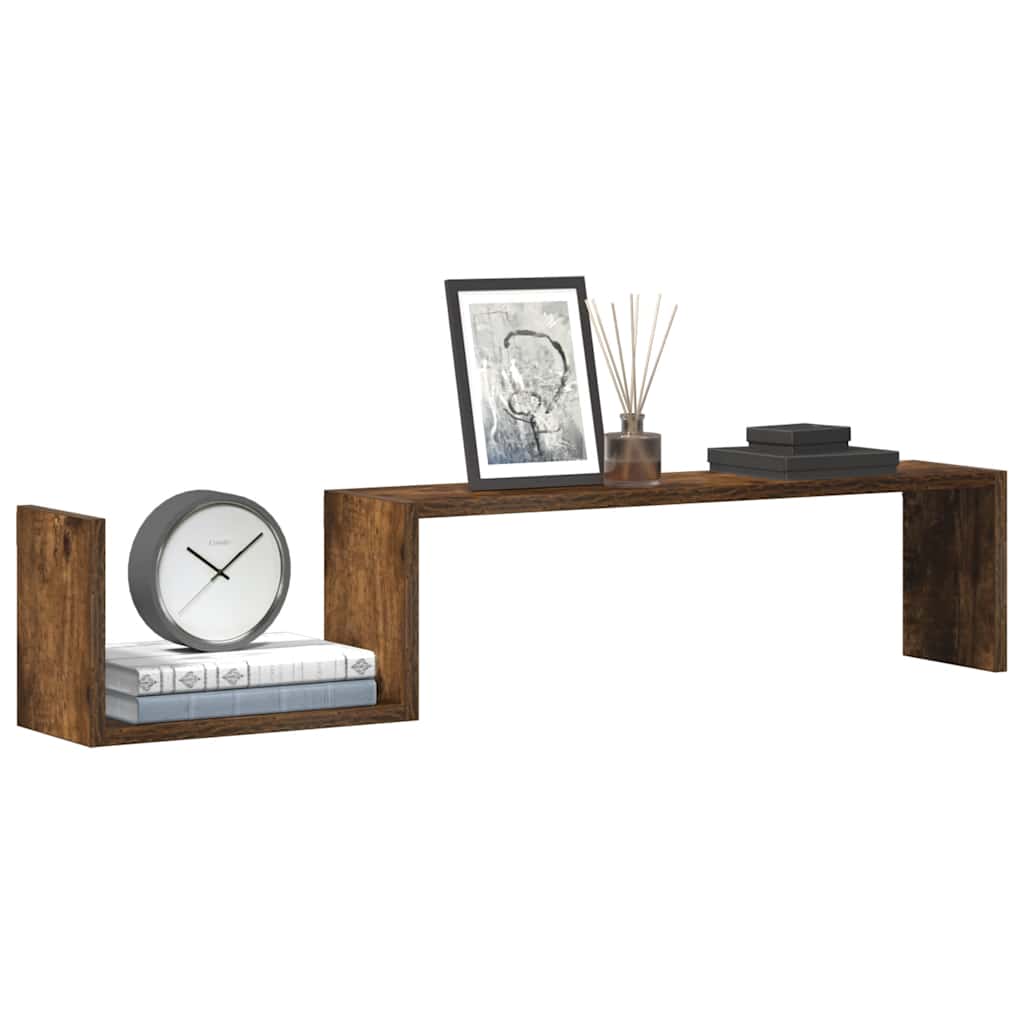 Wandschappen 2 st 100x15x20 cm bewerkt hout gerookt eikenkleur is nu te koop bij PeponiXL, paradijselijk wonen!