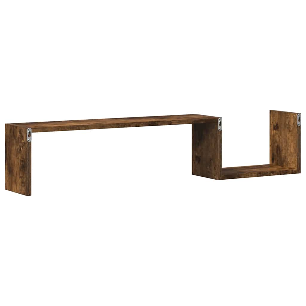 Wandschappen 2 st 100x15x20 cm bewerkt hout gerookt eikenkleur is nu te koop bij PeponiXL, paradijselijk wonen!