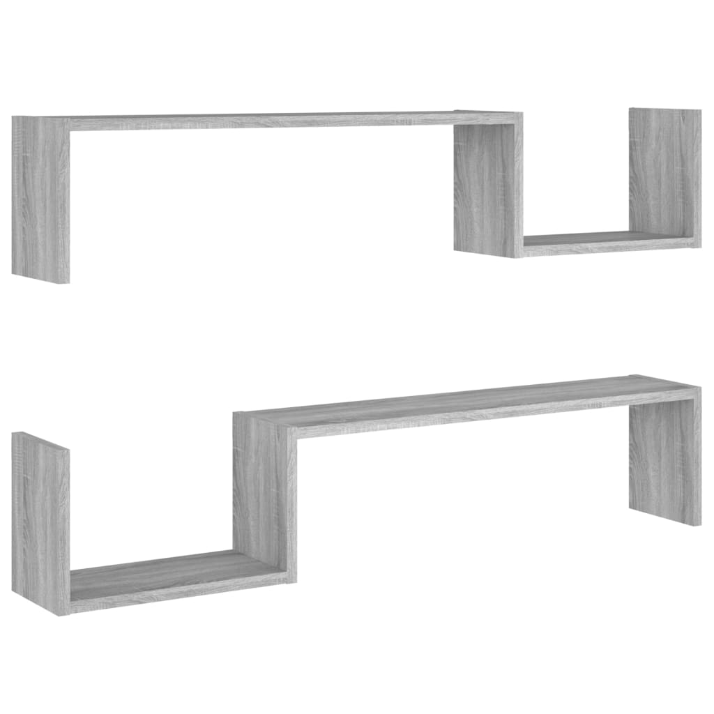 Wandschappen 2 st 100x15x20 cm bewerkt hout grijs sonoma eiken is nu te koop bij PeponiXL, paradijselijk wonen!
