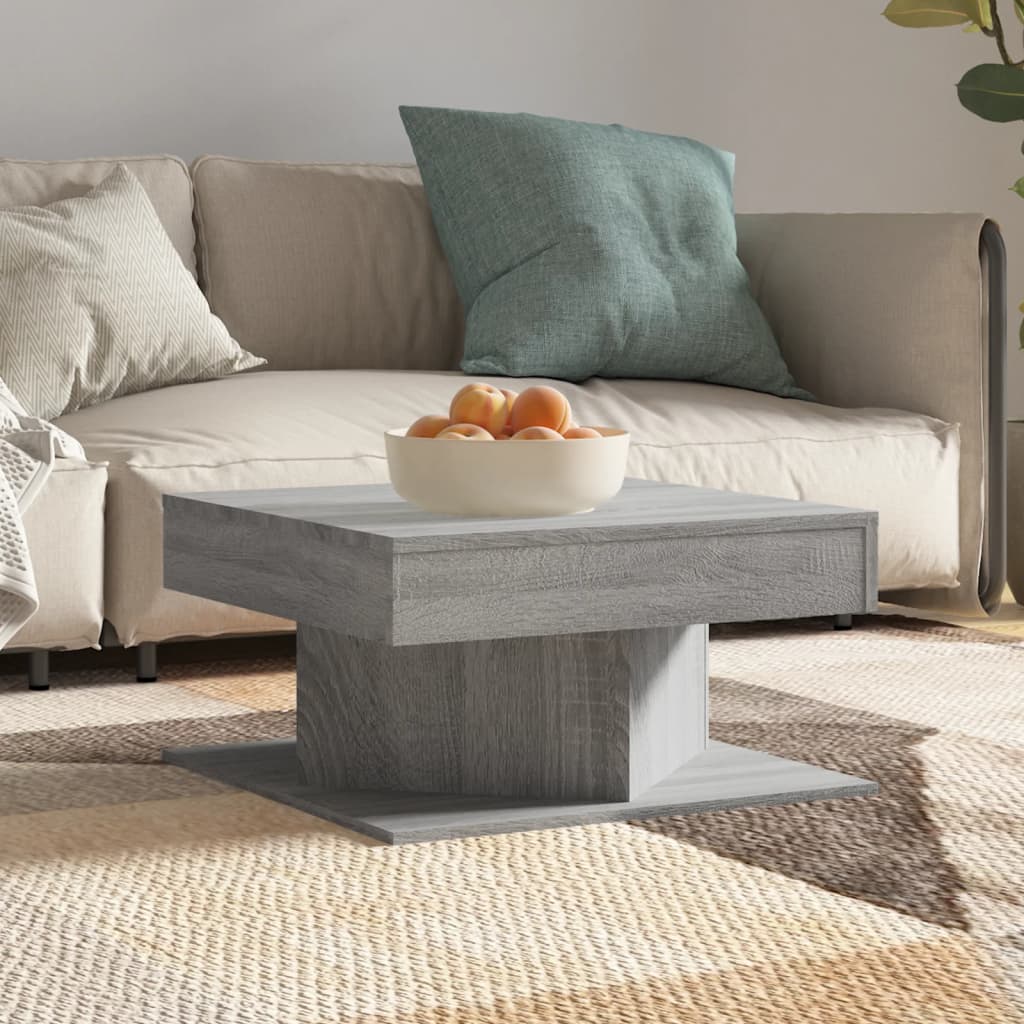 Salontafel 57x57x30 cm bewerkt hout grijs sonoma eikenkleurig is nu te koop bij PeponiXL, paradijselijk wonen!