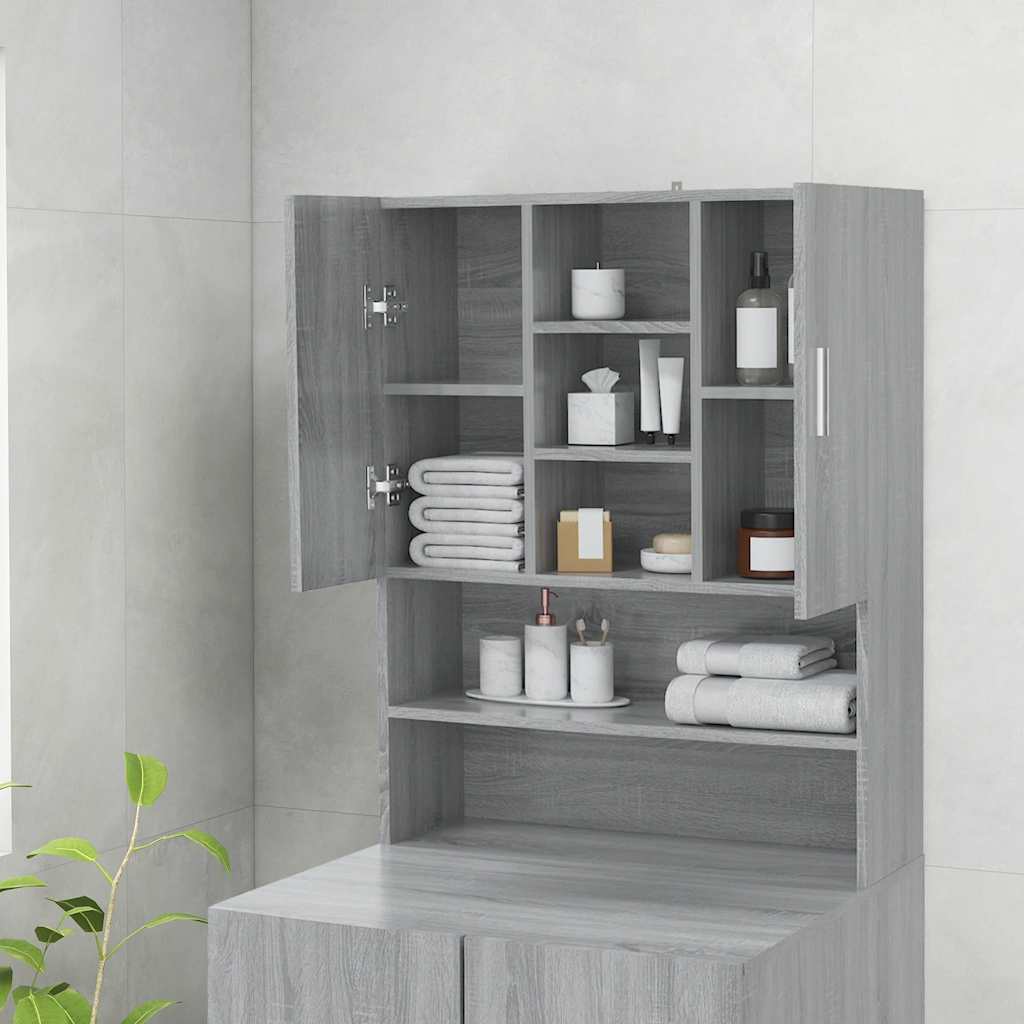 Wasmachinekast 70,5x25,5x90 cm grijs sonoma eikenkleurig is nu te koop bij PeponiXL, paradijselijk wonen!