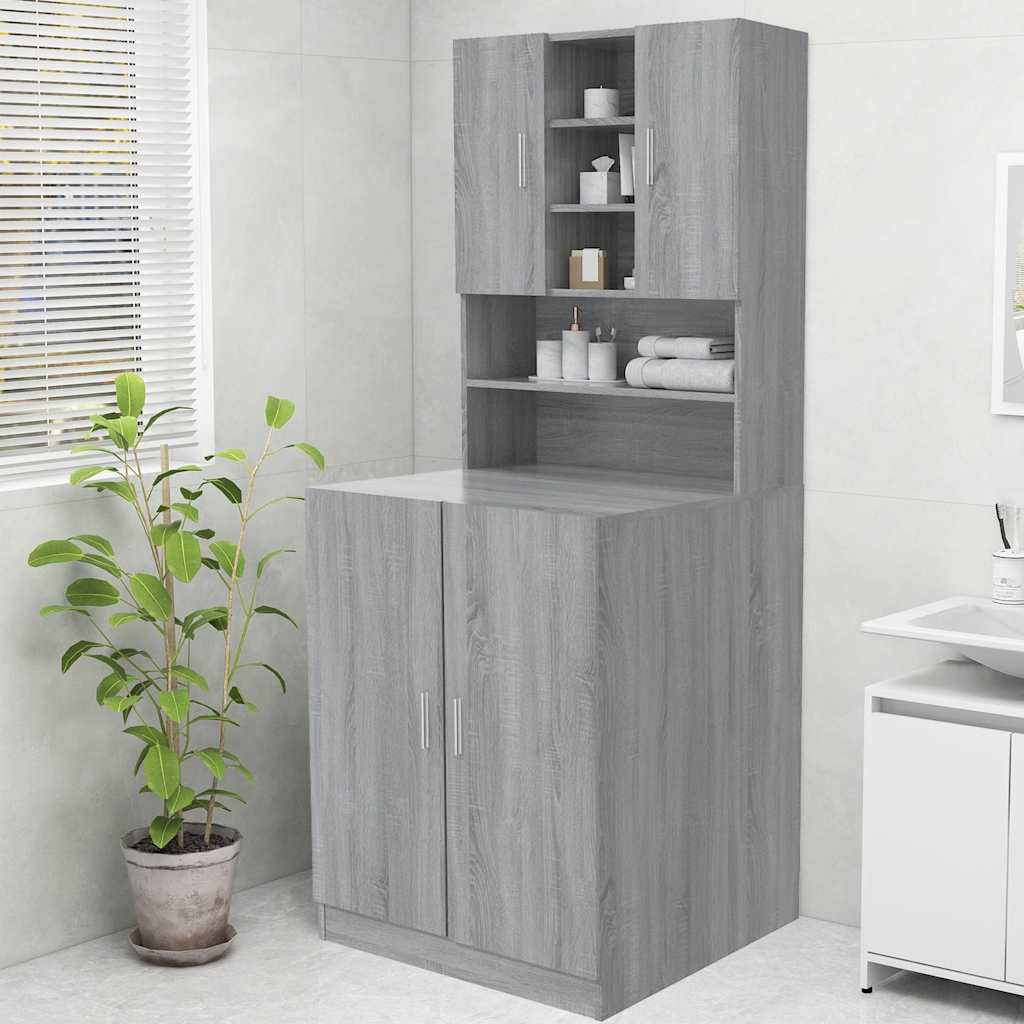 Wasmachinekast 70,5x25,5x90 cm grijs sonoma eikenkleurig is nu te koop bij PeponiXL, paradijselijk wonen!