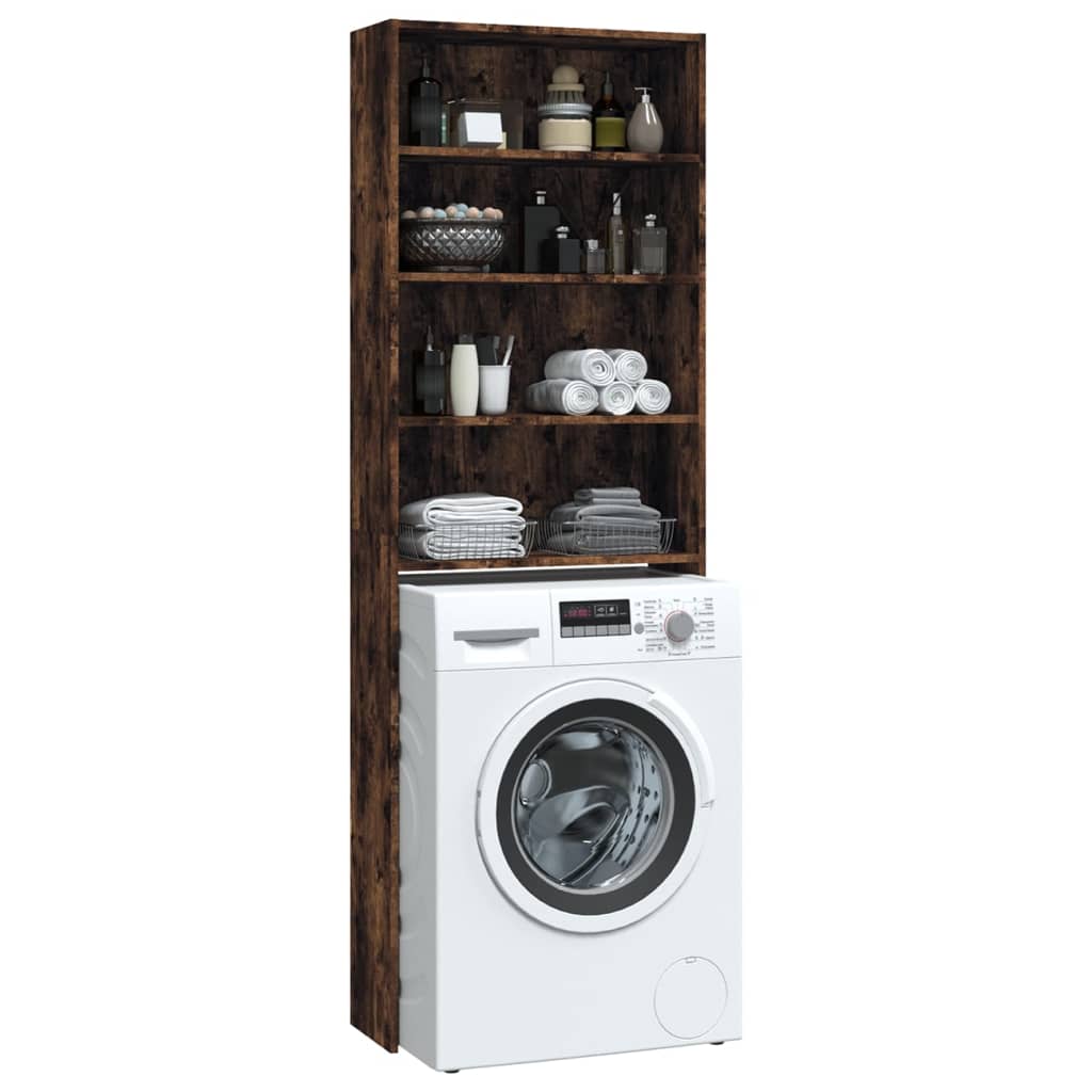 Wasmachinekast 64x24x190 cm gerookt eikenkleurig is nu te koop bij PeponiXL, paradijselijk wonen!