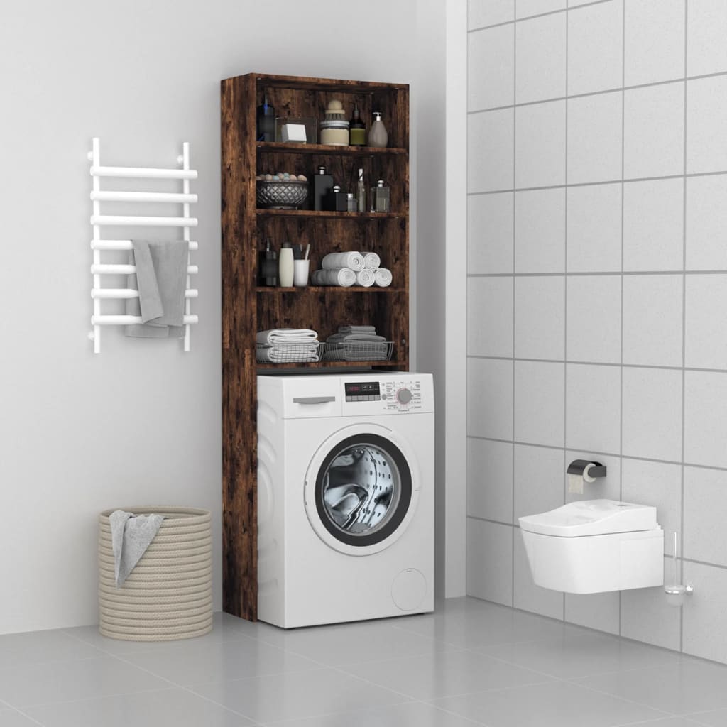 Wasmachinekast 64x24x190 cm gerookt eikenkleurig is nu te koop bij PeponiXL, paradijselijk wonen!
