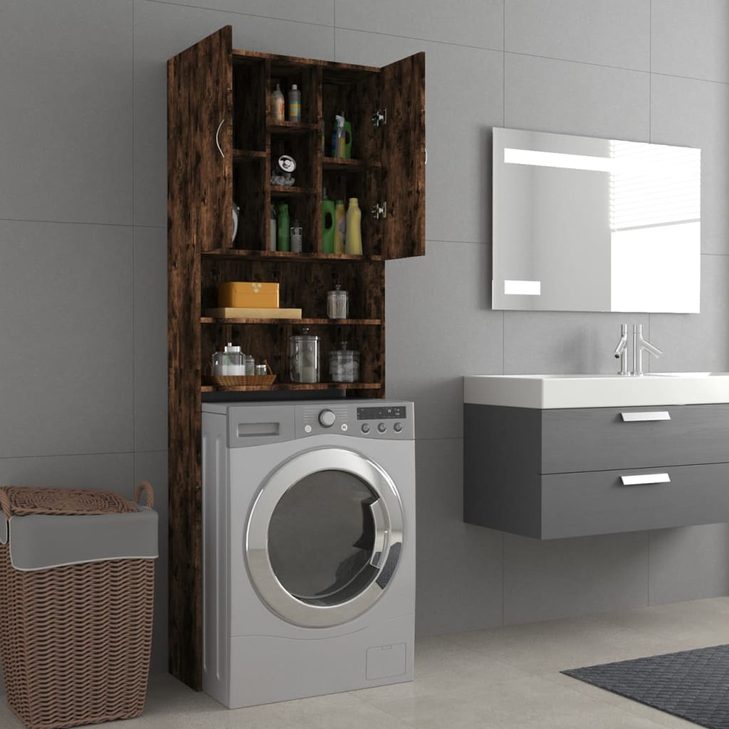 Wasmachinekast 64x25,5x190 cm gerookt eikenkleurig is nu te koop bij PeponiXL, paradijselijk wonen!