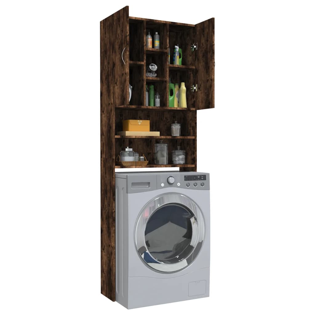 Wasmachinekast 64x25,5x190 cm gerookt eikenkleurig is nu te koop bij PeponiXL, paradijselijk wonen!