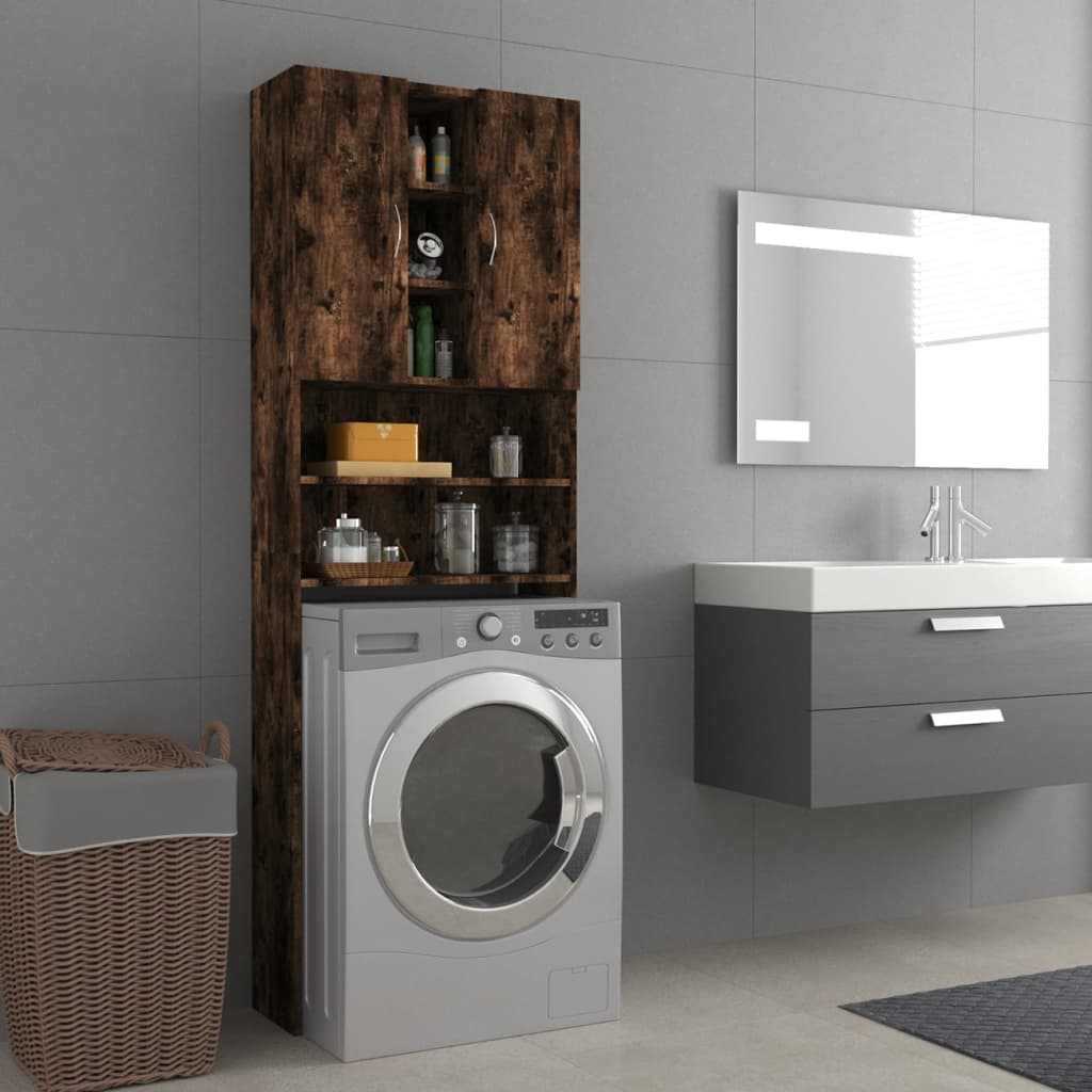Wasmachinekast 64x25,5x190 cm gerookt eikenkleurig is nu te koop bij PeponiXL, paradijselijk wonen!