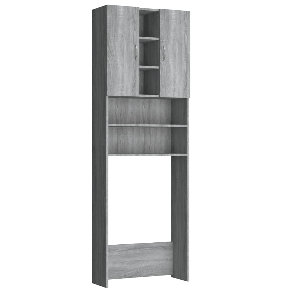 Wasmachinekast 64x25,5x190 cm grijs sonoma eikenkleurig is nu te koop bij PeponiXL, paradijselijk wonen!