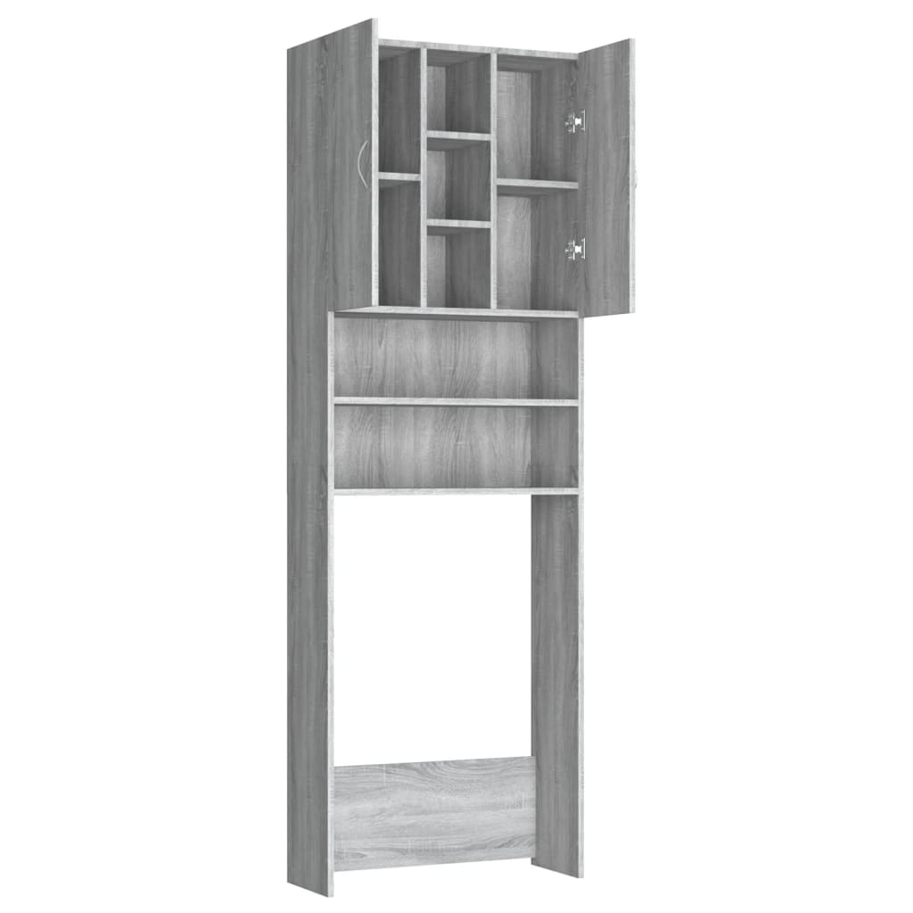 Wasmachinekast 64x25,5x190 cm grijs sonoma eikenkleurig is nu te koop bij PeponiXL, paradijselijk wonen!