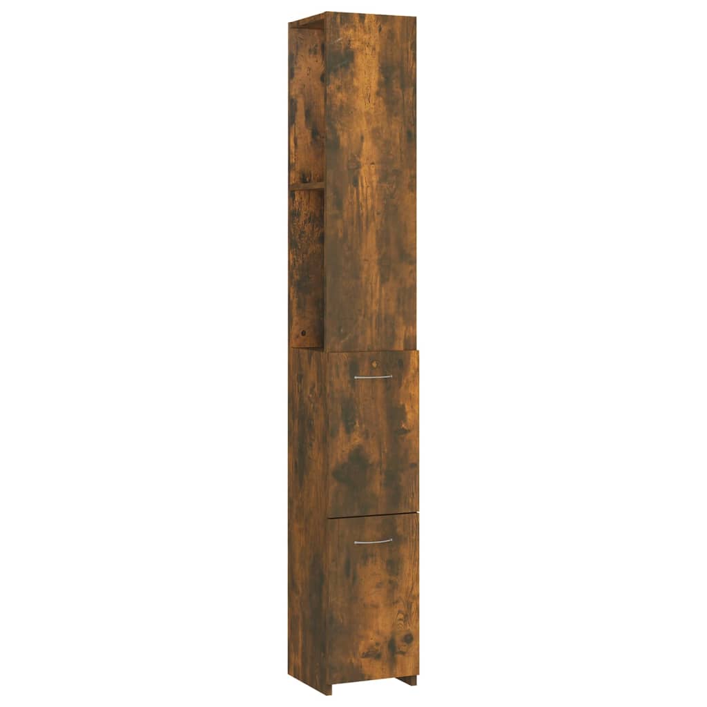 Badkamerkast 25x26,5x170 cm bewerkt hout gerookt eikenkleurig is nu te koop bij PeponiXL, paradijselijk wonen!