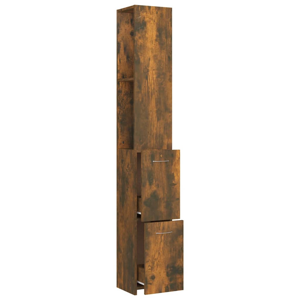 Badkamerkast 25x26,5x170 cm bewerkt hout gerookt eikenkleurig is nu te koop bij PeponiXL, paradijselijk wonen!