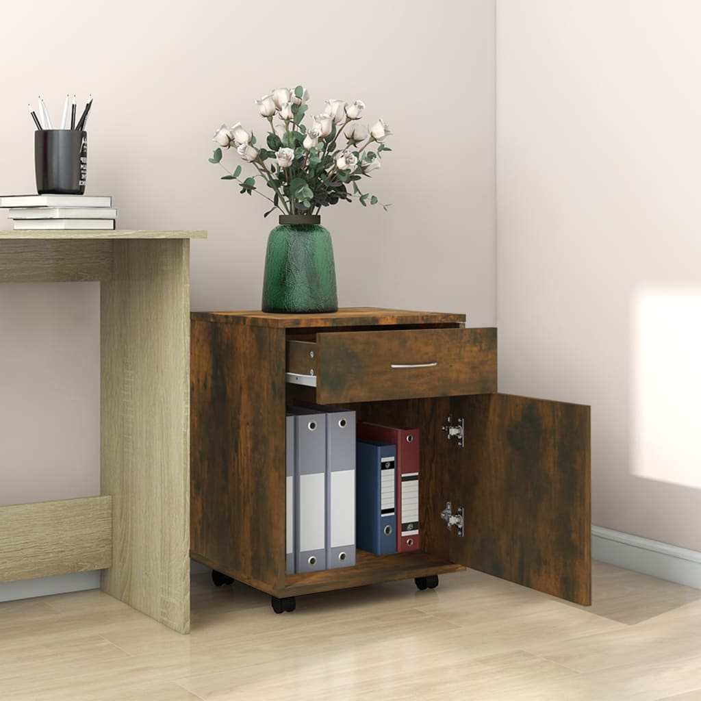 Rolkast 45x38x54 cm bewerkt hout gerookt eikenkleurig is nu te koop bij PeponiXL, paradijselijk wonen!