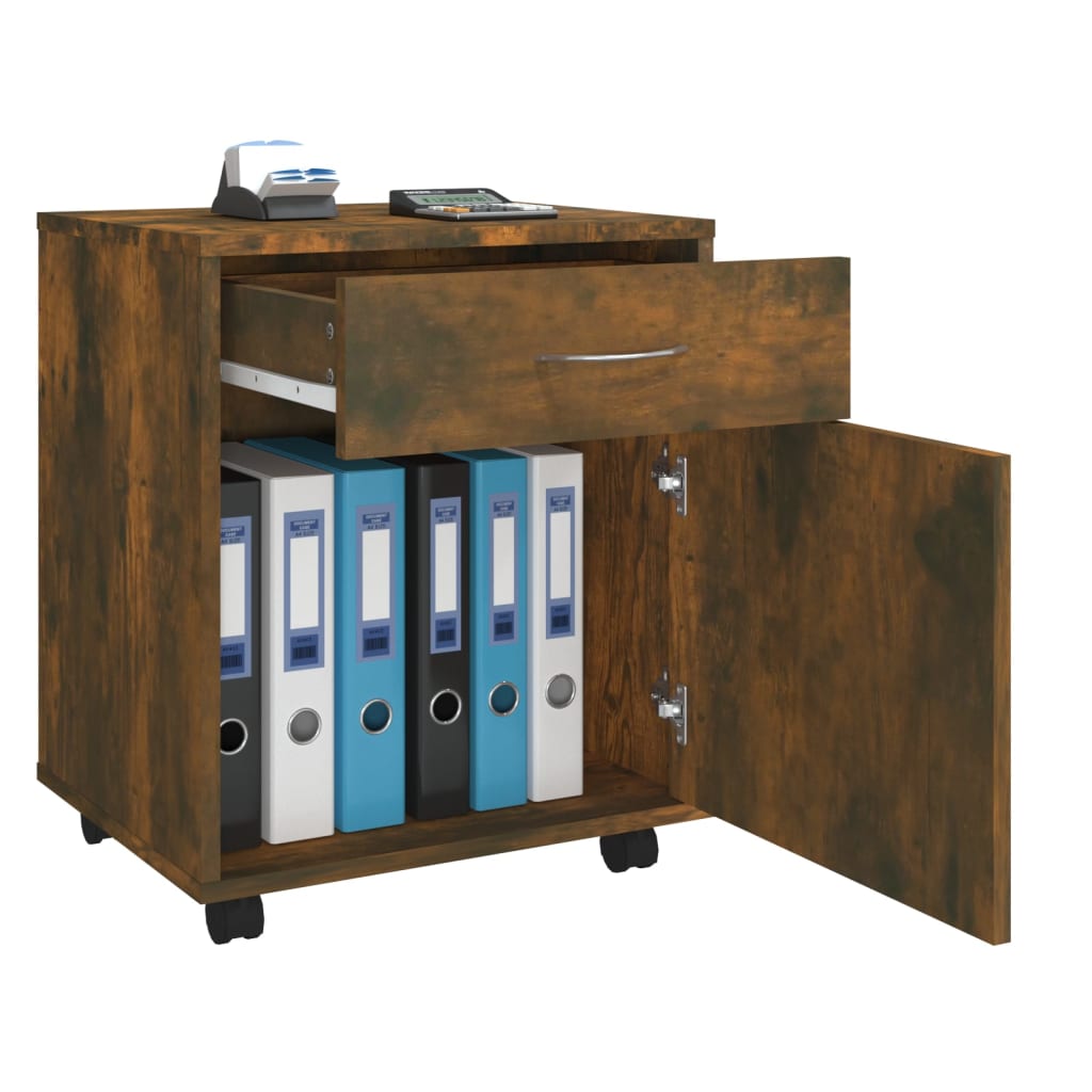 Rolkast 45x38x54 cm bewerkt hout gerookt eikenkleurig is nu te koop bij PeponiXL, paradijselijk wonen!