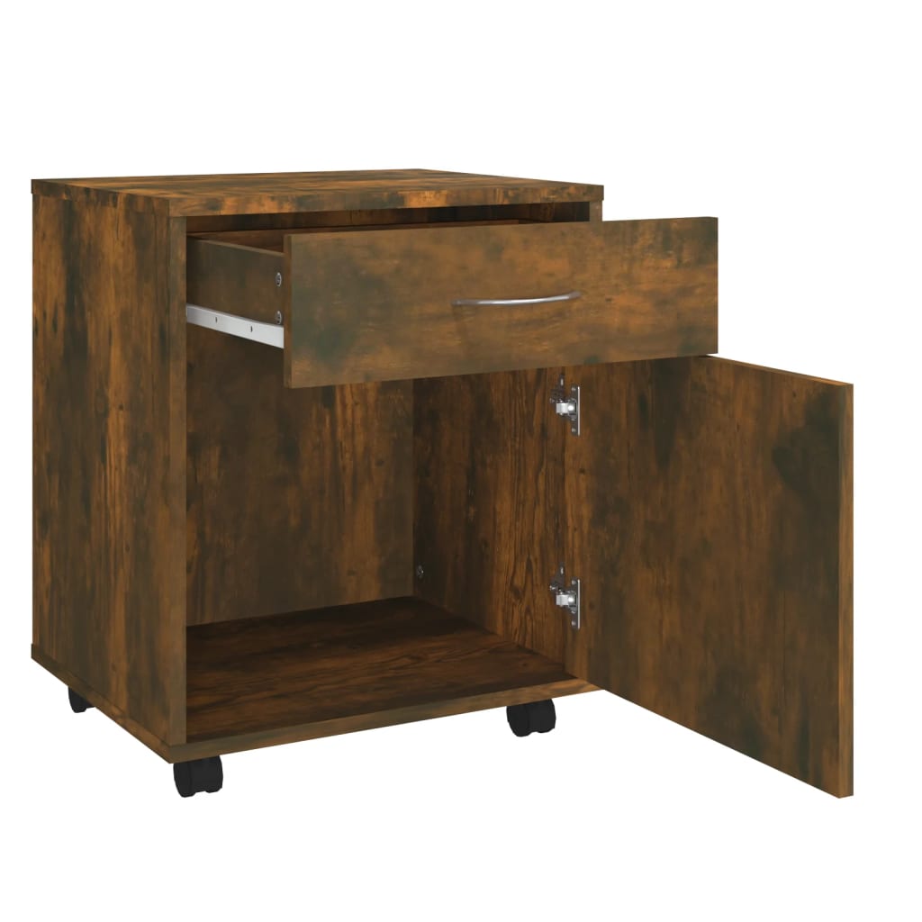 Rolkast 45x38x54 cm bewerkt hout gerookt eikenkleurig is nu te koop bij PeponiXL, paradijselijk wonen!