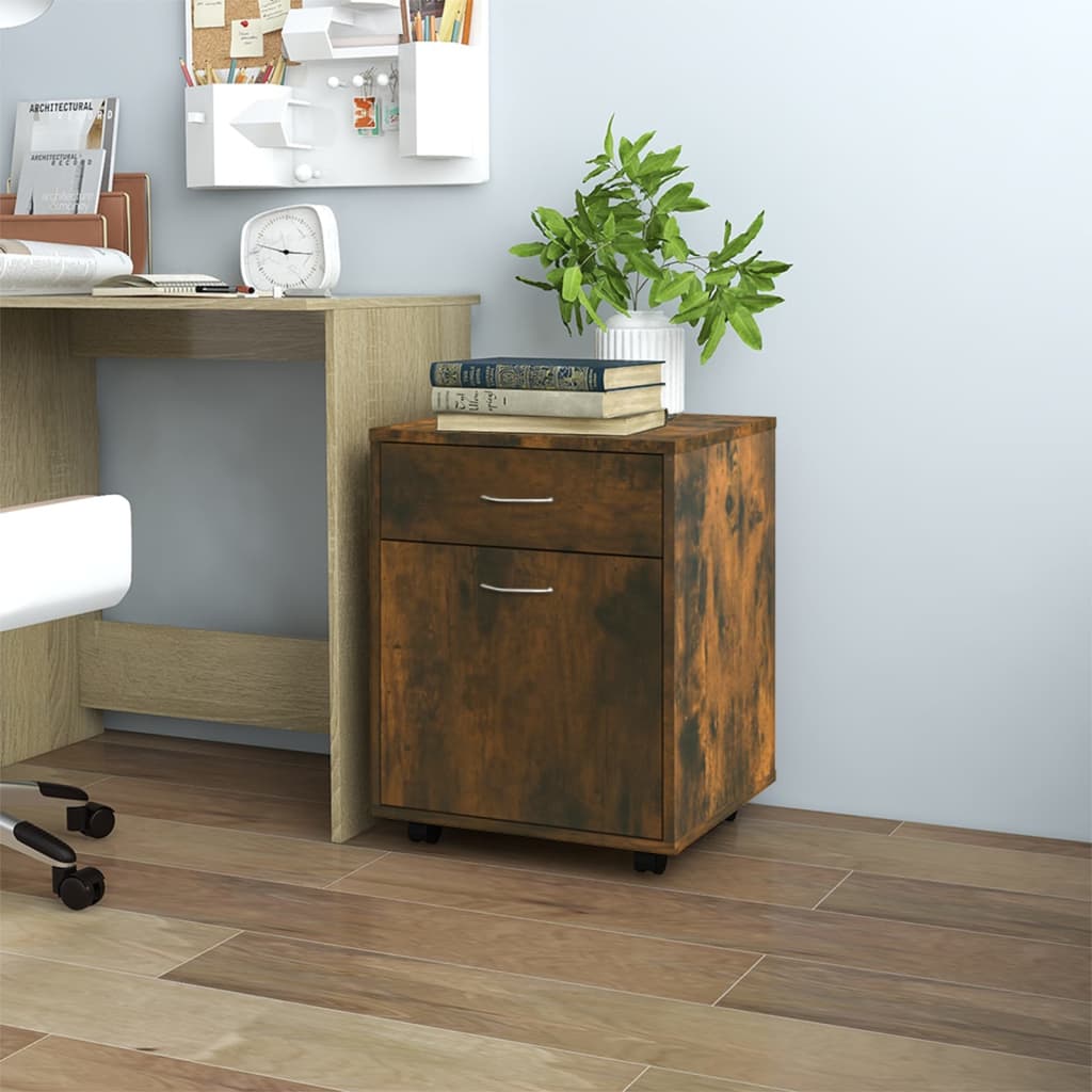 Rolkast 45x38x54 cm bewerkt hout gerookt eikenkleurig is nu te koop bij PeponiXL, paradijselijk wonen!