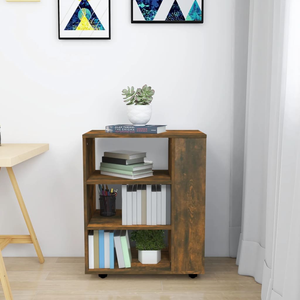 Rolkast 60x35x75 cm bewerkt hout gerookt eikenkleurig is nu te koop bij PeponiXL, paradijselijk wonen!