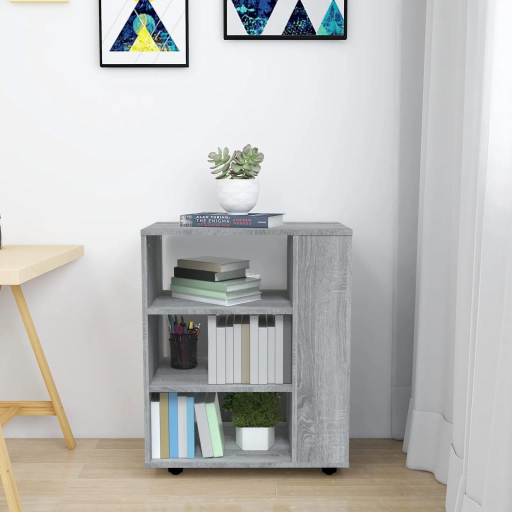 Rolkast 60x35x75 cm bewerkt hout grijs sonoma eiken is nu te koop bij PeponiXL, paradijselijk wonen!