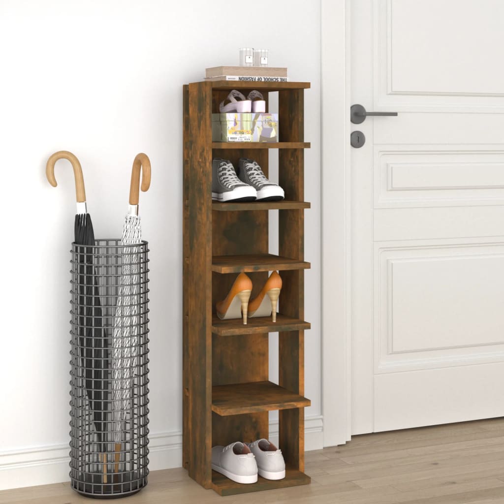 Schoenenrek 27,5x27x102 cm bewerkt hout gerookt eikenkleurig is nu te koop bij PeponiXL, paradijselijk wonen!