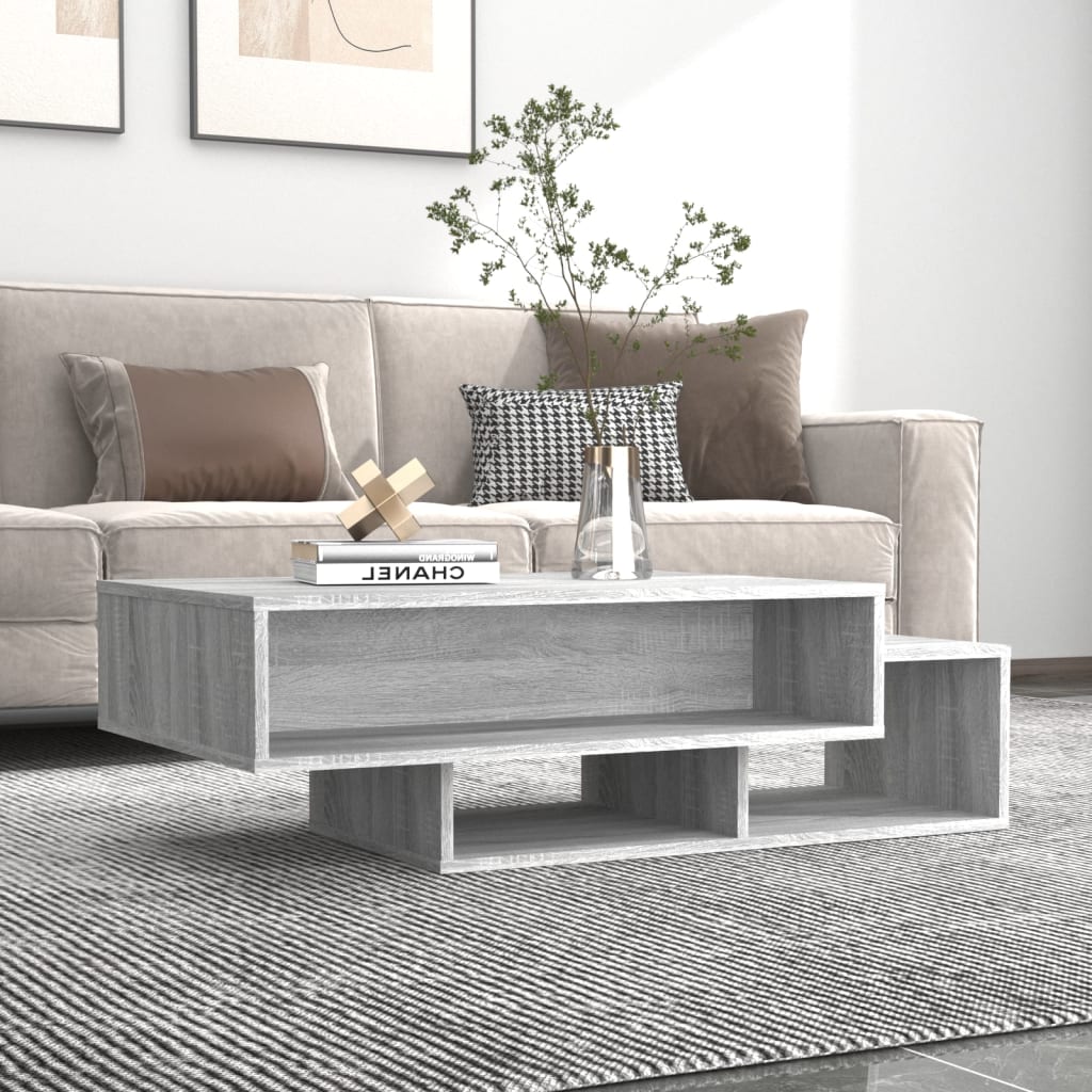Salontafel 105x55x32 cm bewerkt hout grijs sonoma eikenkleurig is nu te koop bij PeponiXL, paradijselijk wonen!