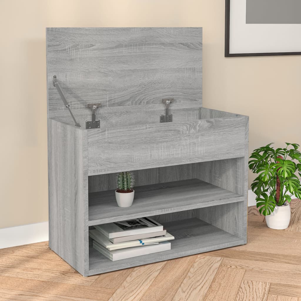 Schoenenbank 60x30x45 cm bewerkt hout grijs sonoma eikenkleurig is nu te koop bij PeponiXL, paradijselijk wonen!