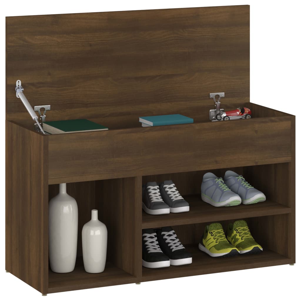 Schoenenbank 80x30x45 cm bewerkt hout bruin eikenkleur