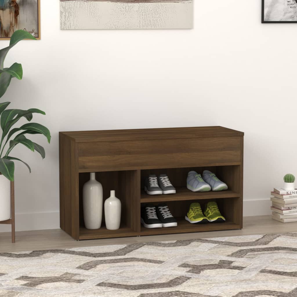 Schoenenbank 80x30x45 cm bewerkt hout bruin eikenkleur