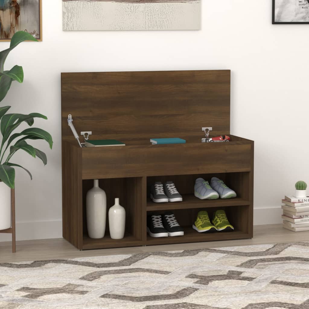 Schoenenbank 80x30x45 cm bewerkt hout bruin eikenkleur