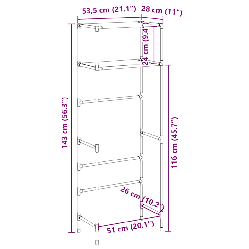 Toiletrek 2-laags 53,5x28x143 cm ijzer zwart is nu te koop bij PeponiXL, paradijselijk wonen!