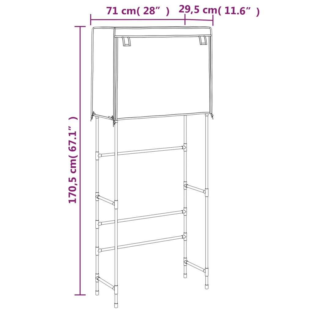 Opbergrek voor boven wasmachine 2-laags 71x29,5x170,5 cm zwart is nu te koop bij PeponiXL, paradijselijk wonen!