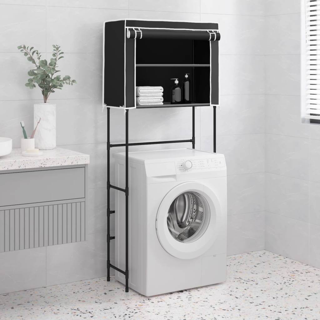 Opbergrek voor boven wasmachine 2-laags 71x29,5x170,5 cm zwart is nu te koop bij PeponiXL, paradijselijk wonen!