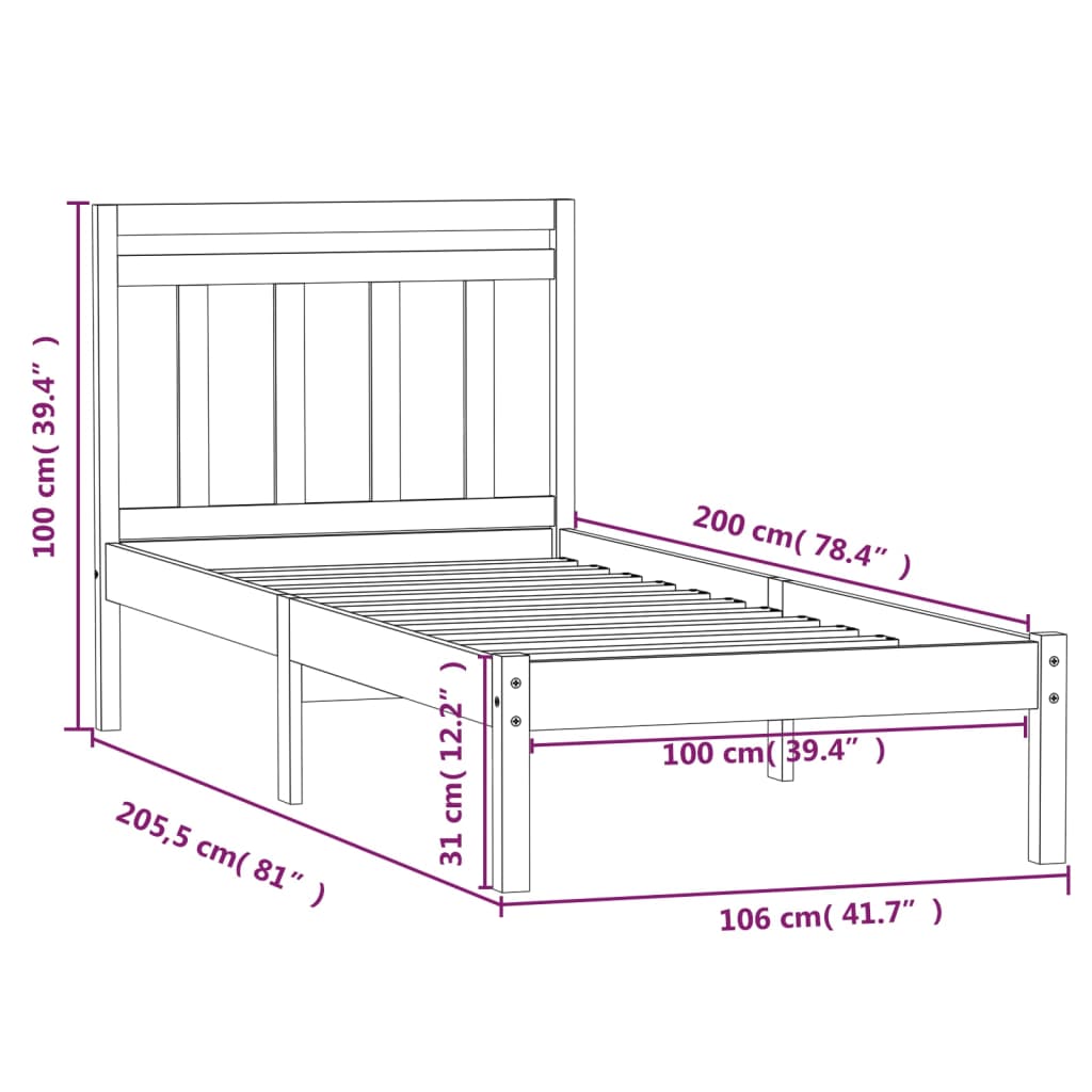 Bedframe massief grenenhout wit 100x200 cm is nu te koop bij PeponiXL, paradijselijk wonen!