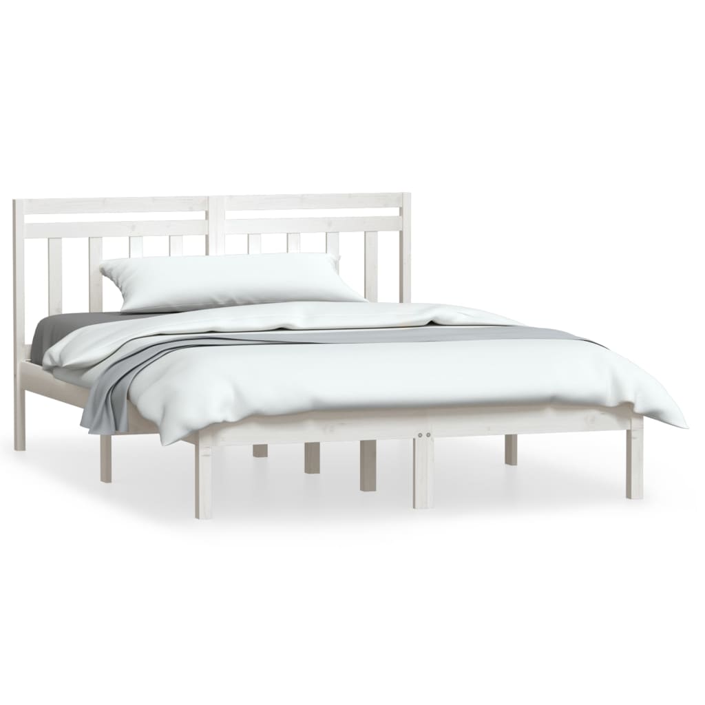 Bedframe massief grenenhout wit 140x200 cm