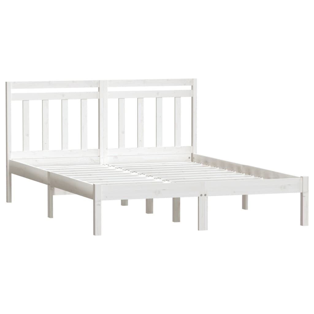 Bedframe massief grenenhout wit 140x200 cm