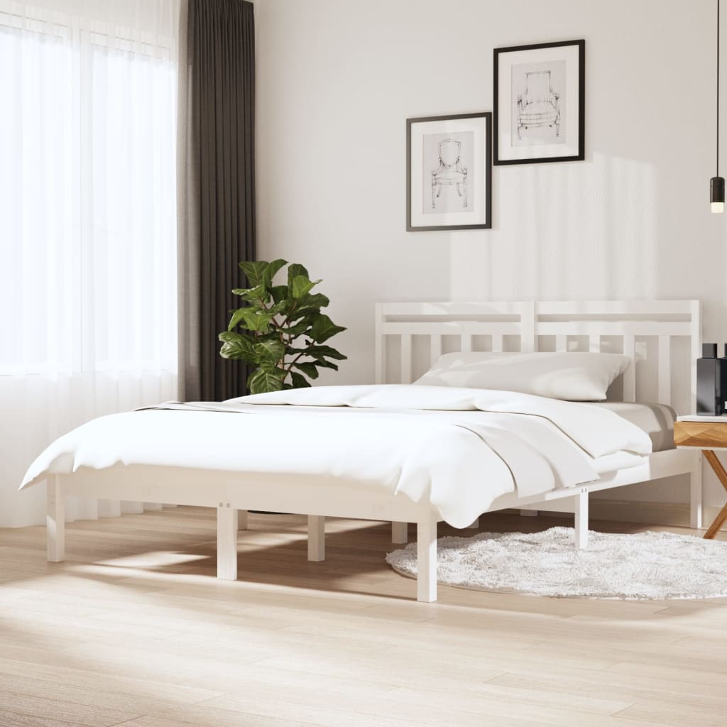 Bedframe massief grenenhout wit 140x200 cm