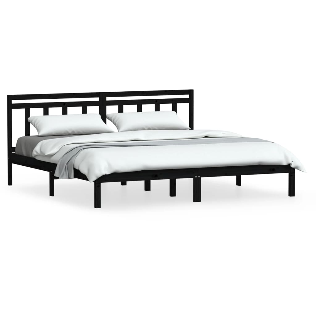 Bedframe massief grenenhout zwart 200x200 cm is nu te koop bij PeponiXL, paradijselijk wonen!