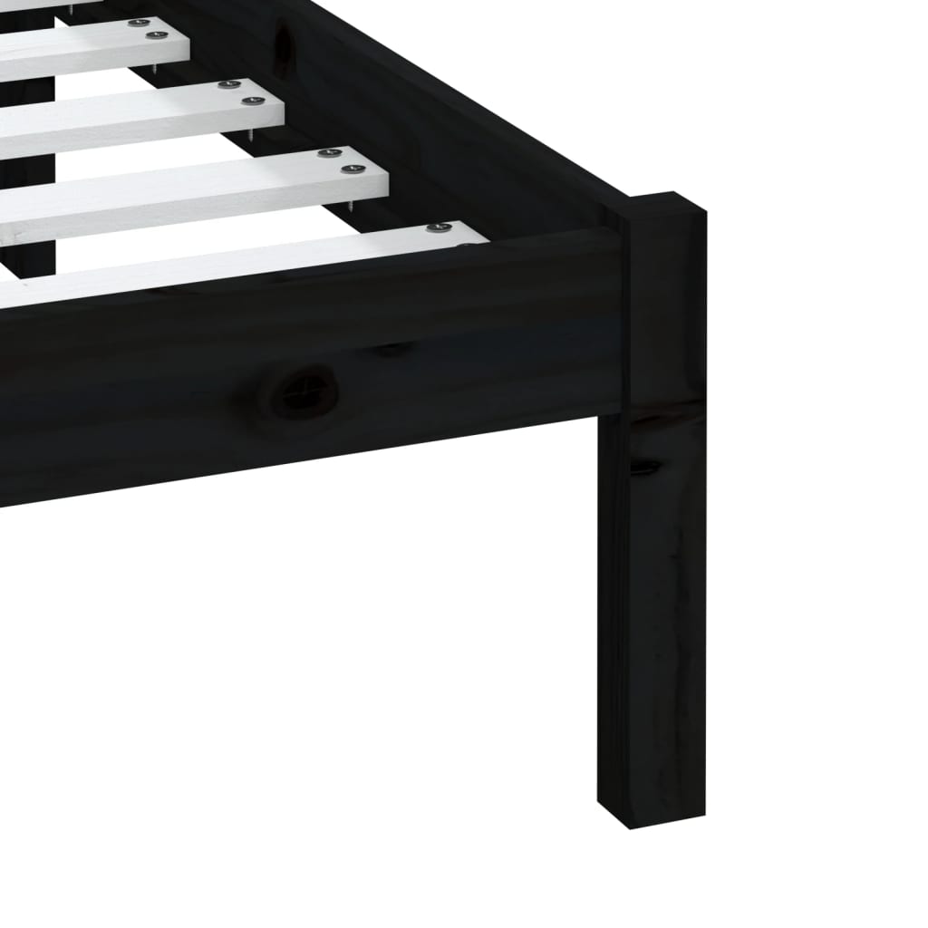 Bedframe massief grenenhout zwart 200x200 cm is nu te koop bij PeponiXL, paradijselijk wonen!