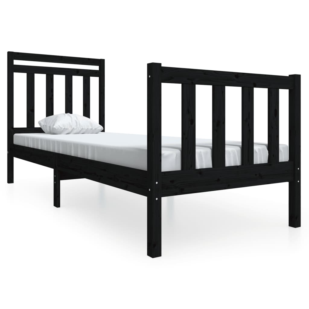 Bedframe massief hout zwart 75x190 cm is nu te koop bij PeponiXL, paradijselijk wonen!