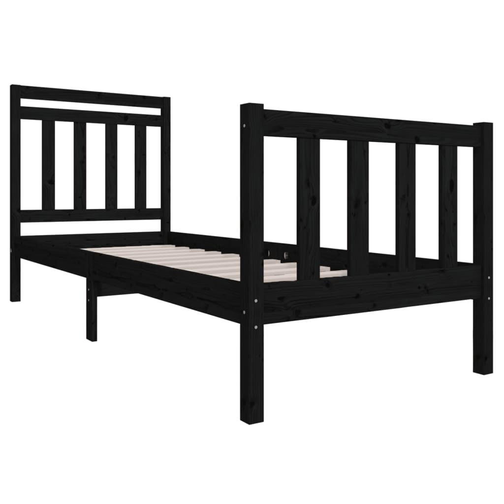 Bedframe massief hout zwart 75x190 cm is nu te koop bij PeponiXL, paradijselijk wonen!
