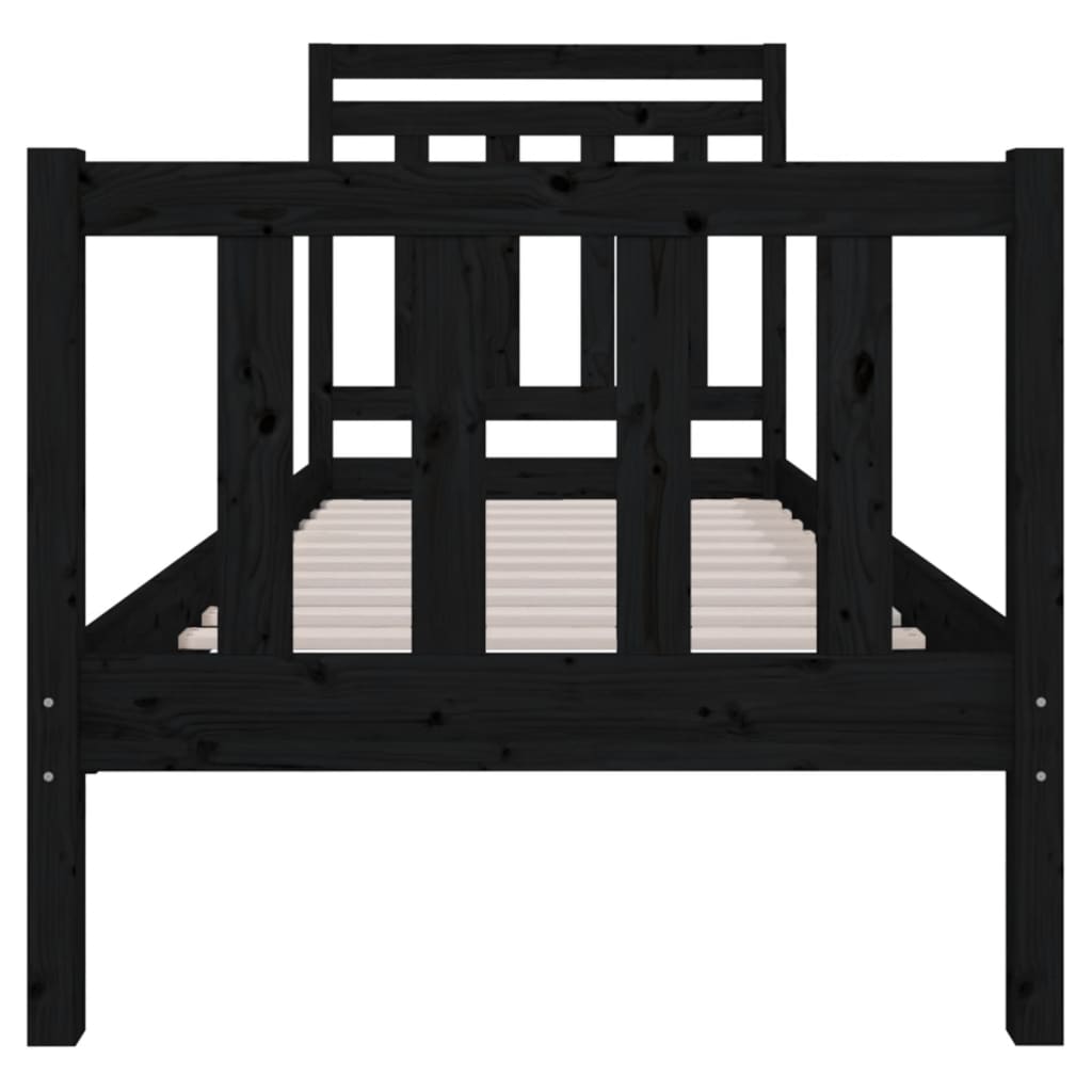 Bedframe massief hout zwart 75x190 cm is nu te koop bij PeponiXL, paradijselijk wonen!