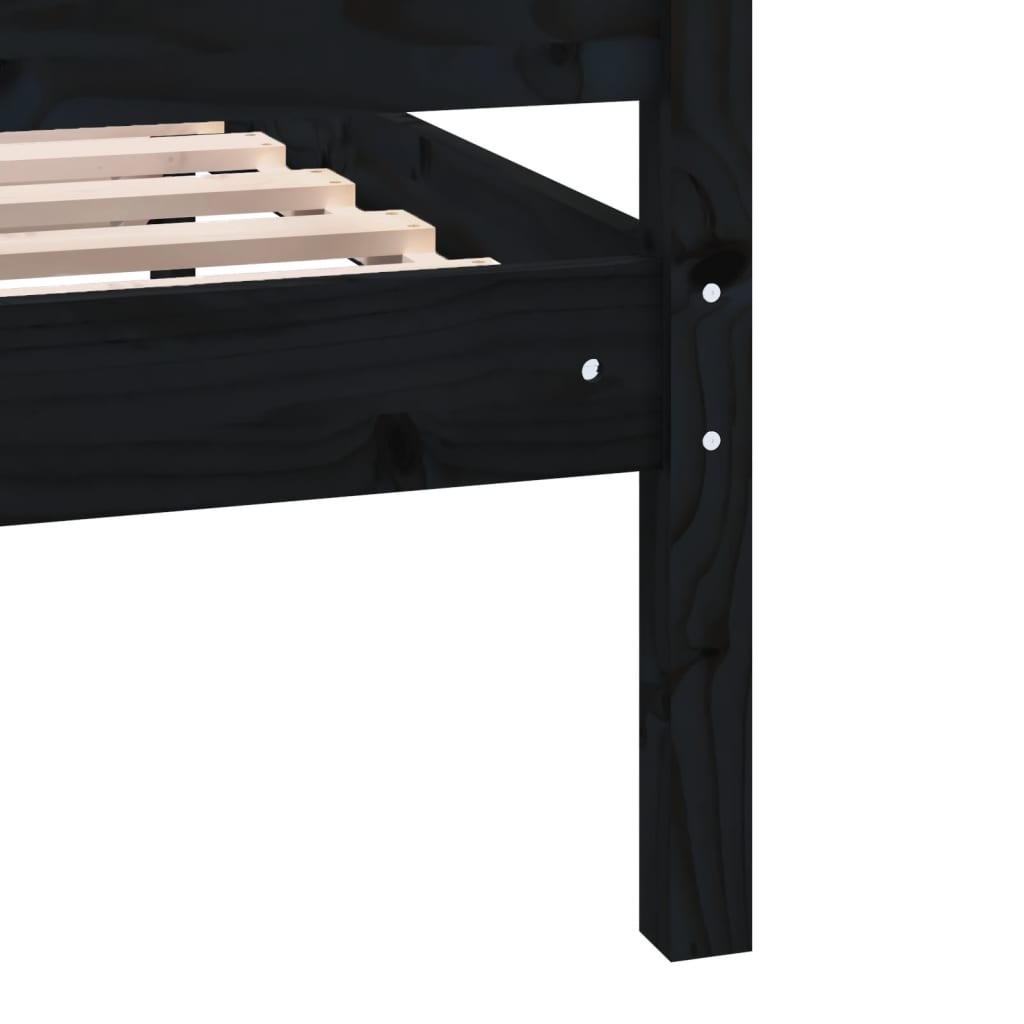 Bedframe massief hout zwart 75x190 cm is nu te koop bij PeponiXL, paradijselijk wonen!