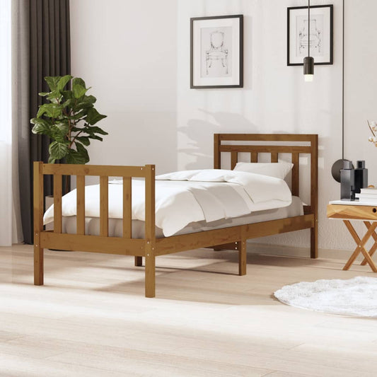 Bedframe massief hout honingbruin 90x200 cm