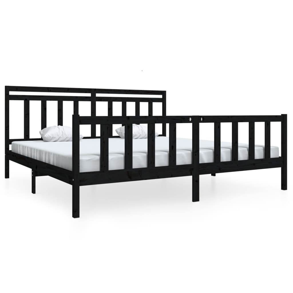 Bedframe massief hout zwart 200x200 cm is nu te koop bij PeponiXL, paradijselijk wonen!