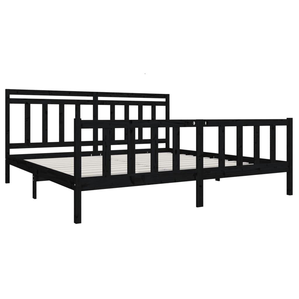 Bedframe massief hout zwart 200x200 cm is nu te koop bij PeponiXL, paradijselijk wonen!