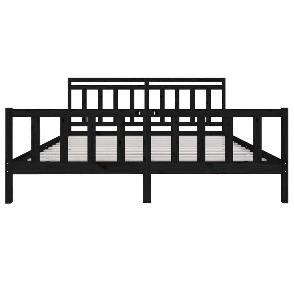 Bedframe massief hout zwart 200x200 cm is nu te koop bij PeponiXL, paradijselijk wonen!