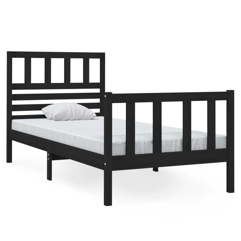 Bedframe massief hout zwart 75x190 cm is nu te koop bij PeponiXL, paradijselijk wonen!