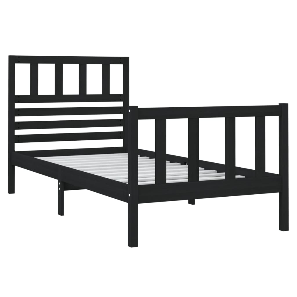 Bedframe massief hout zwart 75x190 cm is nu te koop bij PeponiXL, paradijselijk wonen!