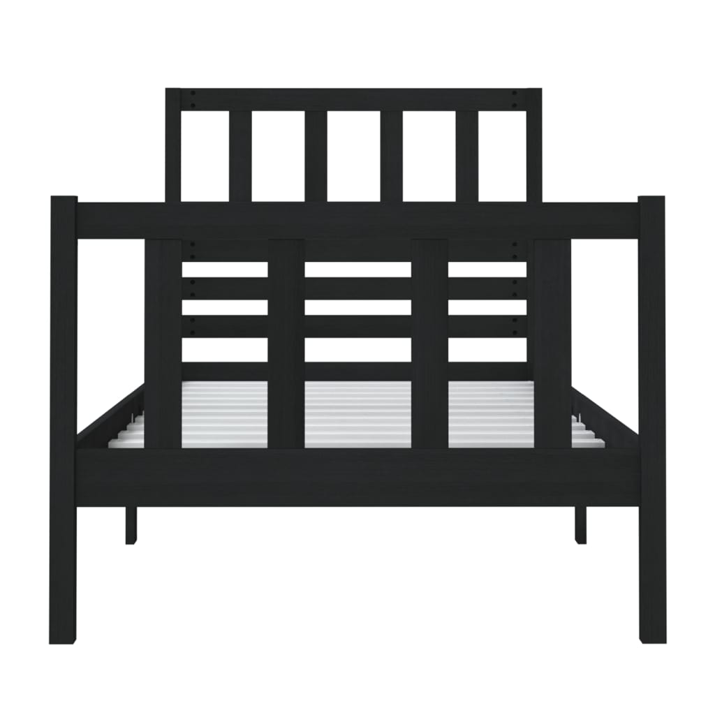 Bedframe massief hout zwart 75x190 cm is nu te koop bij PeponiXL, paradijselijk wonen!
