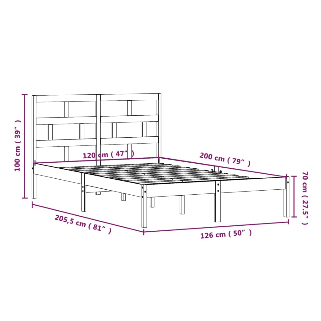 Bedframe massief grenenhout wit 120x200 cm is nu te koop bij PeponiXL, paradijselijk wonen!
