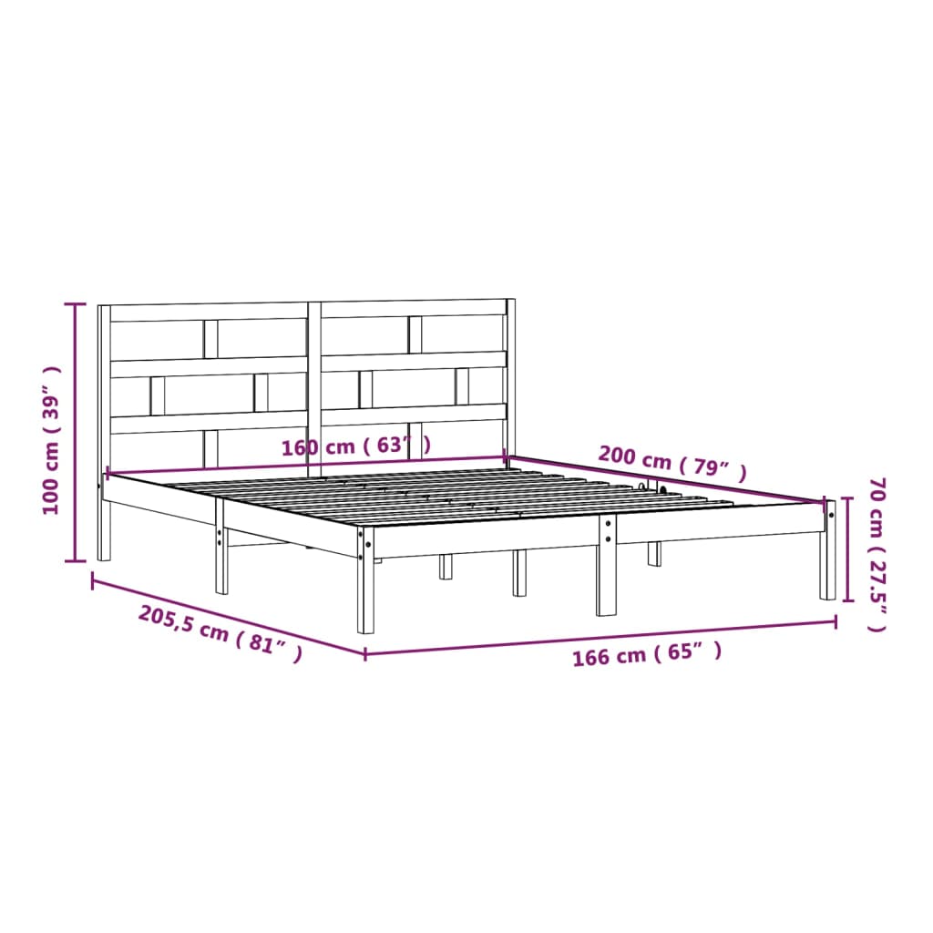 Bedframe massief grenenhout 160x200 cm is nu te koop bij PeponiXL, paradijselijk wonen!