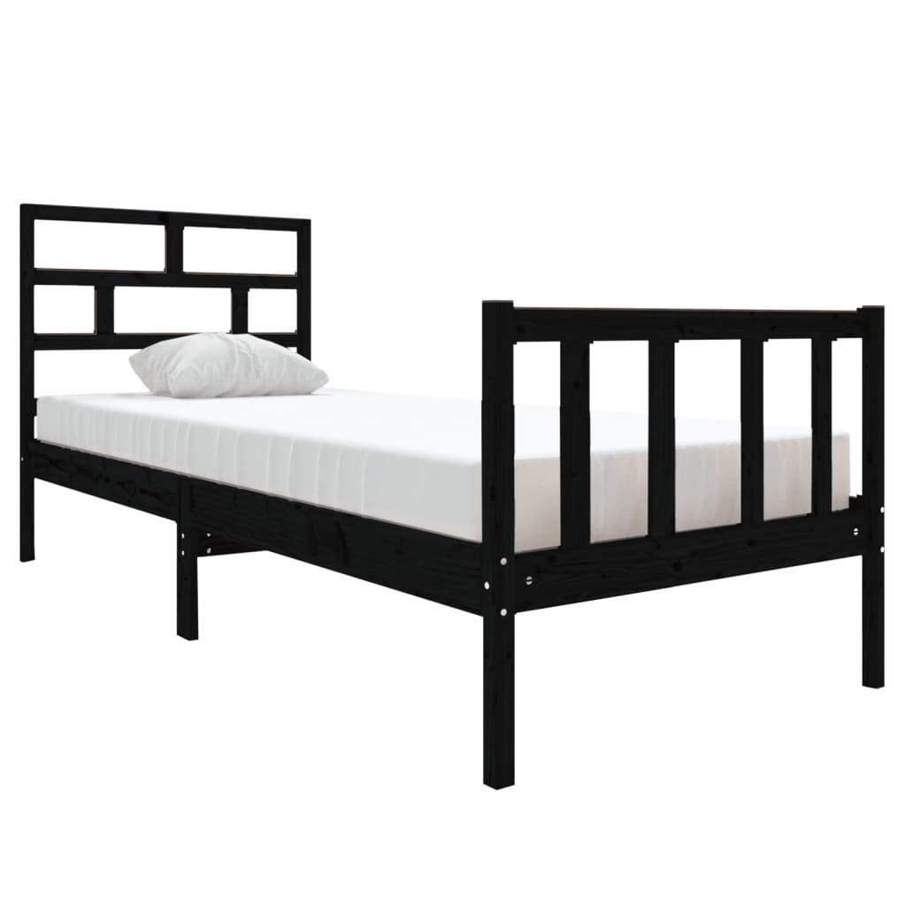 Bedframe massief grenenhout zwart 75x190 cm is nu te koop bij PeponiXL, paradijselijk wonen!